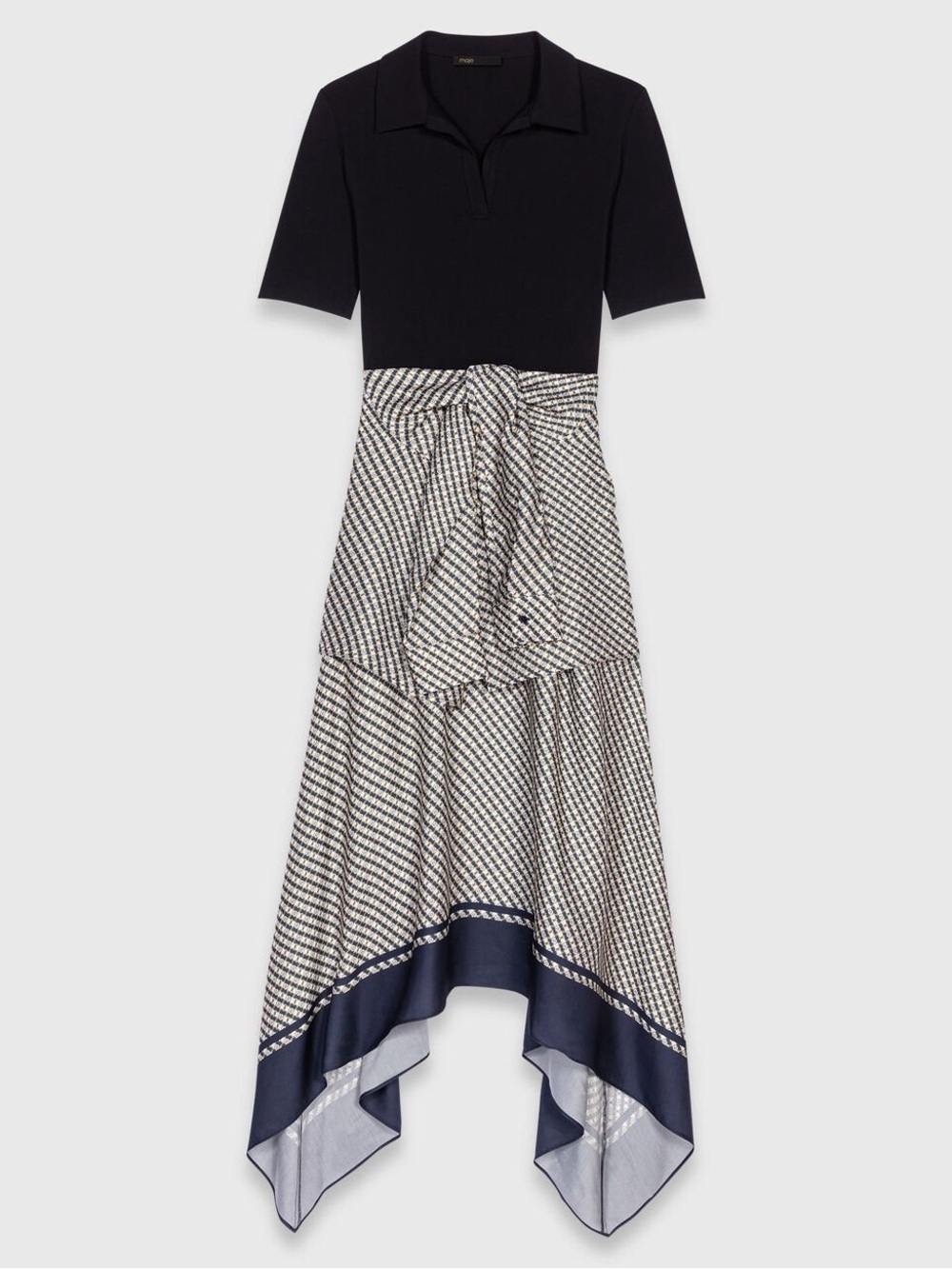 maje printed two-tone dress